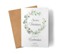Kiddle-Design Carte de Confirmation Fille Carte de Confirmation Personnalisée Cadeau d'argent Proverbes Félicitation pour la Confirmation Carte de Félicitations