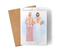 Kiddle-Design Carte de Demoiselle d'Honneur Personnalisée avec Nom de la Mariée & Demoiselle d'Honneur | Question & Cadeau de Remerciement pour les Amies Merci Fête de Mariée & Demoiselles d'Honneur
