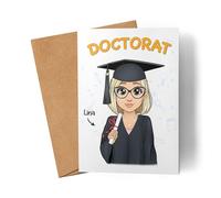 Kiddle-Design Carte de fin d'études personnalisée | Cadeau de fin d'études Abi Bachelor Master Femme | Cadeau de fin d'études avec nom diplômé Carte de fin d'études