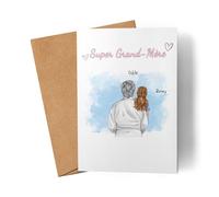 Kiddle-Design carte de grand-mère personnalisée Un petit-enfant cadeau fête des mères carte d'anniversaire - Cadeau mamie avec petit-fils petit-fils - Meilleure mamie du monde