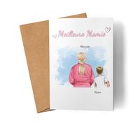 Kiddle-Design carte de grand-mère personnalisée Un petit-fils cadeau fête des mères carte d'anniversaire - cadeau mamie avec petit-fils petit-fils - meilleure mamie du monde