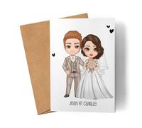 Kiddle-Design Carte de mariage personnalisée | Carte de mariage avec nom | Carte de vœux pour les mariés comme cadeau d'argent couple anniversaire de mariage voiture de mariage