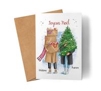 Kiddle-Design Carte de Noël Amies Joyeux Noël Meilleure amie Carte personnalisée Carte de vœux pliable Carte cadeau comme bon cadeau de Noël