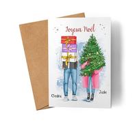 Kiddle-Design Carte de Noël Couple Joyeux Noël Carte Couple Personnalisée Carte de Voeux Pliable Carte Cadeau comme Bon Cadeau de Noël