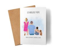 Kiddle-Design Carte de Papa Personnalisée pour la Fête des Pères Cadeau pour Papa Anniversaire de la Fête des Pères avec Fille Fils Carte de Fête des Pères