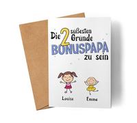 Kiddle-Design Carte Fête des Pères 2 raisons bonus d'être papa Cadeau de la Fête des Pères Cadeau de beau-père pour l'anniversaire de beau-papa Carte Fête des Pères