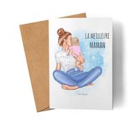Kiddle-Design Carte Maman Enfant Personnalisée avec Nom Maman Enfants Fille Fils Bébé Cadeau pour Mères Carte Fête des Mères Anniversaire Mère Noël