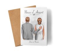 Kiddle-Design Carte noces d'argent Carte de vœux noces d'argent Personnalisé Image Anniversaire de mariage 25 ans de mariage