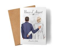 Kiddle-Design carte noces d'argent carte de vœux noces d'argent personnalisée image anniversaire de mariage 25 ans de mariage