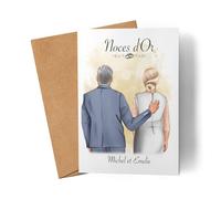Kiddle-Design Carte Noces d'or Noces d'or Carte de voeux personnalisée Image Anniversaire 50 ans de mariage