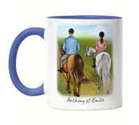 Kiddle-Design Cavalière & Cavalier Mug Bleue Personnalisé Couple Poney Cheval Amoureux des chevaux Cadeaux Propriétaires de chevaux Moniteur d'équitation Cadeau Accessoires pour chevaux