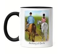 Kiddle-Design Cavalière & Cavalier Mug Noire Personnalisé Couple Poney Cheval Amoureux des chevaux Cadeaux Propriétaires de chevaux Moniteur d'équitation Cadeau Accessoires pour chevaux