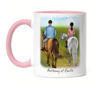 Kiddle-Design Cavalière & Cavalier Mug Rose Personnalisé Couple Poney Cheval Amoureux des chevaux Cadeaux Propriétaires de chevaux Moniteur d'équitation Cadeau Accessoires pour chevaux
