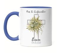 Kiddle-Design Confirmation Mug Bleu Garçon Fille Cadeau de Confirmation Personnalisé Cadeau d'argent Proverbes Félicitations pour la Confirmation