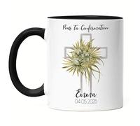 Kiddle-Design Confirmation Mug Noire Garçon Fille Cadeau de Confirmation Personnalisé Cadeau d'argent Proverbes Félicitations pour la Confirmation