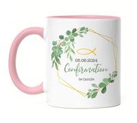 Kiddle-Design Confirmation Mug Rose Fille Garçon Cadeau de Confirmation Personnalisé Cadeau d'argent Proverbes Félicitations pour la Confirmation