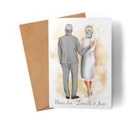 Kiddle-Design Couple Carte Personnalisée Noces d'Or Noces d'Argent Anniversaire Carte de voeux d'anniversaire Anniversaire de mariage Saint-Valentin