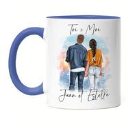 Kiddle-Design Couple Tasse Bleue Personnalisée Couple Saint-Valentin Anniversaire pour Elle et Lui Cadeau Partenaire Ami Amie Cadeaux d'amour