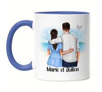 Kiddle-Design Couple Tasse Bleue Personnalisée Saint-Valentin Noms pour Elle Anniversaire Cadeau Couple Ami Mug Couple Individuel