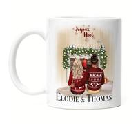 Kiddle-Design Couple Tasse de Noël Personnalisée Noms Couple Cadeau de Noël Petit ami & Petite amie Individuelle Couple Xmas