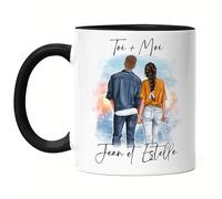 Kiddle-Design Couple Tasse Noire Personnalisée Couple Saint-Valentin Anniversaire pour Elle et Lui Cadeau Partenaire Ami Amie Cadeaux d'amour