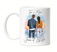 Kiddle-Design Couple Tasse Personnalisée Couple Saint-Valentin Anniversaire pour Elle et Lui Cadeau Partenaire Ami Amie Cadeaux d'amour