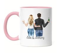 Kiddle-Design Couple Tasse Rose Personnalisée avec Nom Anniversaire Cadeau pour Couple Petit Ami et Petite Amie Tasse à café personnalisée