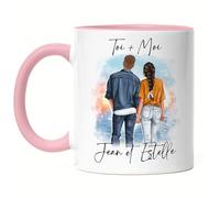 Kiddle-Design Couple Tasse Rose Personnalisée Couple Saint-Valentin Anniversaire pour Elle et Lui Cadeau Partenaire Ami Amie Cadeaux d'amour