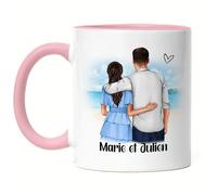 Kiddle-Design Couple Tasse Rose Personnalisée Saint-Valentin Noms pour Elle Anniversaire Cadeau Couple Ami Mug Couple Individuel