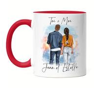 Kiddle-Design Couple Tasse Rouge Personnalisée Couple Saint-Valentin Anniversaire pour Elle et Lui Cadeau Partenaire Ami Amie Cadeaux d'amour