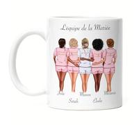Kiddle-Design demoiselle d'honneur Tasse personnalisée Nom de la mariée & 4 demoiselles d'honneur | Question & Cadeau de remerciement pour les amies demoiselles d'honneur & Fête de la mariée