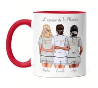 Kiddle-Design demoiselle d'honneur Tasse Rouge personnalisée Nom de la mariée & 2 demoiselles d'honneur | Question & Cadeau de remerciement pour les amies demoiselles d'honneur & Fête de la mariée