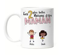 Kiddle-Design Fête des Mères Tasse 2 raisons d'être maman Cadeau de la Fête des Mères avec slogan Cadeau des enfants pour l'anniversaire de la mère Tasse Fête des Mères