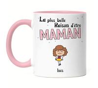 Kiddle-Design Fête des Mères Tasse Rose La plus douce raison d'être maman Cadeau de la Fête des Mères avec slogan Cadeau des enfants pour l'anniversaire de la mère Tasse Fête des Mères
