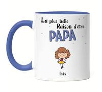 Kiddle-Design Fête des Pères Mug Bleu La plus douce raison d'être papa Cadeau de la Fête des Pères avec slogan Cadeau des enfants pour l'anniversaire du père Mug Fête des Pères