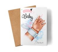 Kiddle-Design Hello Baby Carte Bonjour Bébé Bienvenue Bébé Carte de Naissance Cadeau Carte de Naissance Personnalisée avec Nom pour Garçon Fille