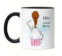 Kiddle-Design Infirmière Mug Noire Personnalisé Médecin Infirmière Héroïne Collègue Amie avec Nom & Proverbe assistant médical