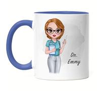 Kiddle-Design Infirmière Tasse Bleue Personnalisée - Héroïne Amie Infirmière AMF Cadeau Examen Médecine Remerciement Médecin