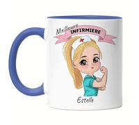Kiddle-Design Infirmière Tasse Bleue Personnalisée Médecin Infirmière Ambulancier Collègue Ami avec Nom & Proverbe Infirmière Cadeau