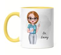 Kiddle-Design Infirmière Tasse Jaune Personnalisée - Héroïne Amie Infirmière AMF Cadeau Examen Médecine Remerciement Médecin