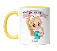 Kiddle-Design Infirmière Tasse Jaune Personnalisée Médecin Infirmière Ambulancier Collègue Ami avec Nom & Proverbe Infirmière Cadeau