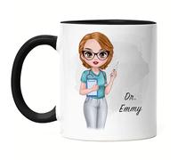 Kiddle-Design Infirmière Tasse Noire Personnalisée - Héroïne Amie Infirmière AMF Cadeau Examen Médecine Remerciement Médecin
