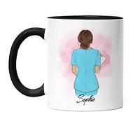 Kiddle-Design Infirmière Tasse Noire Personnalisée Médecin Infirmière Héroïne Collègue Amie avec Nom & Slogan Merci Merci
