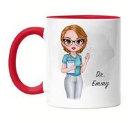 Kiddle-Design Infirmière Tasse Rouge Personnalisée - Héroïne Amie Infirmière AMF Cadeau Examen Médecine Remerciement Médecin