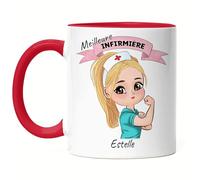 Kiddle-Design Infirmière Tasse Rouge Personnalisée Médecin Infirmière Ambulancier Collègue Ami avec Nom & Proverbe Infirmière Cadeau