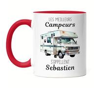 Kiddle-Design Le plus cool des campeurs chaud Tasse Rouge personnalisée avec le nom de votre choix camping-car caravane cadeau fête des pères