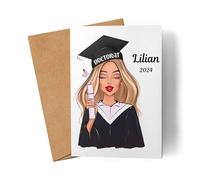 Kiddle-Design Licence Master Baccalauréat 2024 Carte Diplôme Personnalisé Cadeau Nom Diplômé Docteur Carte de félicitations de fin d'études le bac