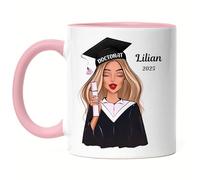 Kiddle-Design Licence Master Baccalauréat 2025 Tasse Rose Personnalisée Cadeau Nom Diplômé Docteur Femme Diplôme d'études secondaires