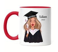 Kiddle-Design Licence Master Baccalauréat 2025 Tasse Rouge Personnalisée Cadeau Nom Diplômé Docteur Femme Diplôme d'études secondaires