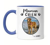 Kiddle-Design Mamie Chien Mug Bleu Personnalisé Photo Cadeau Propriétaire de chien Amoureux de chien Femme Dog Mom Ami de chien Animal de compagnie Mug Photo